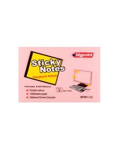 Bigpoint Yapışkanlı Not Kağıdı 75x50mm Pembe