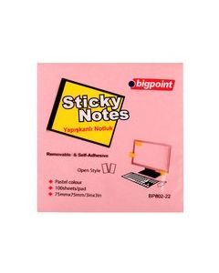 Bigpoint Yapışkanlı Not Kağıdı 75x75mm Pembe