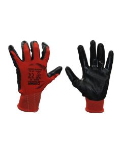 Demir Safety Polyester İplikten Örme ve Nitril Kaplama İş Eldiveni Kırmızı