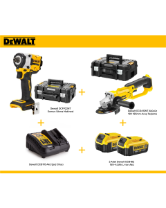 Dewalt DCG412NT Avuç Taşlama ve DCF922NT Somun Sıkma Makinesi Seti (2x4 Ah Akü ve Şarj Cihazı)