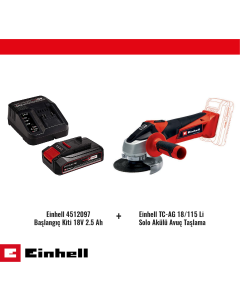 Einhell TC-AG 18/115 Li Solo Avuç Taşlama ve 2,5 Ah Starter Kit
