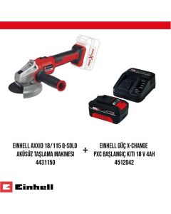 Einhell 18V 4 Ah Axxio 18/115 Q Taşlama ve X-Change Seti