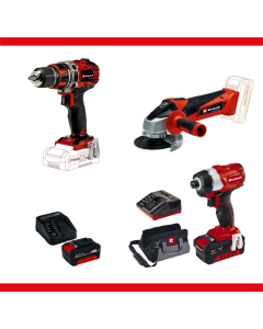Einhell 18V 4Ah Darbeli Vidalama + Kömürsüz Vidalama + Avuç Taşma + Akü ve Şarj Cihazı Set