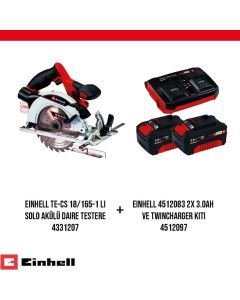 Einhell TE-CS 18/165-1 Li Daire Testere ve 2x 3.0Ah Pil + Twincharger Kiti Seti