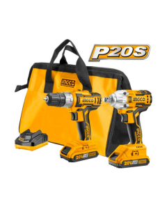 İngco CKLI2007 Li-ion Akülü 2 li Kombo Set Matkap ve Somun Sıkma 20V 2.0Ah
