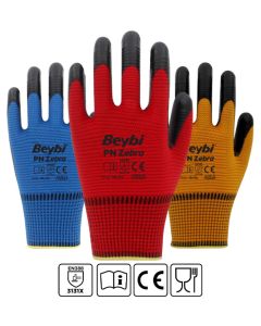 PN Zebra Polyester Örme Nitril Eldiven