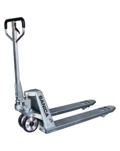 Sanica 3000kg Kapasiteli 1220mm Kauçuk Tekerlekli Manuel Galvaniz Transpalet